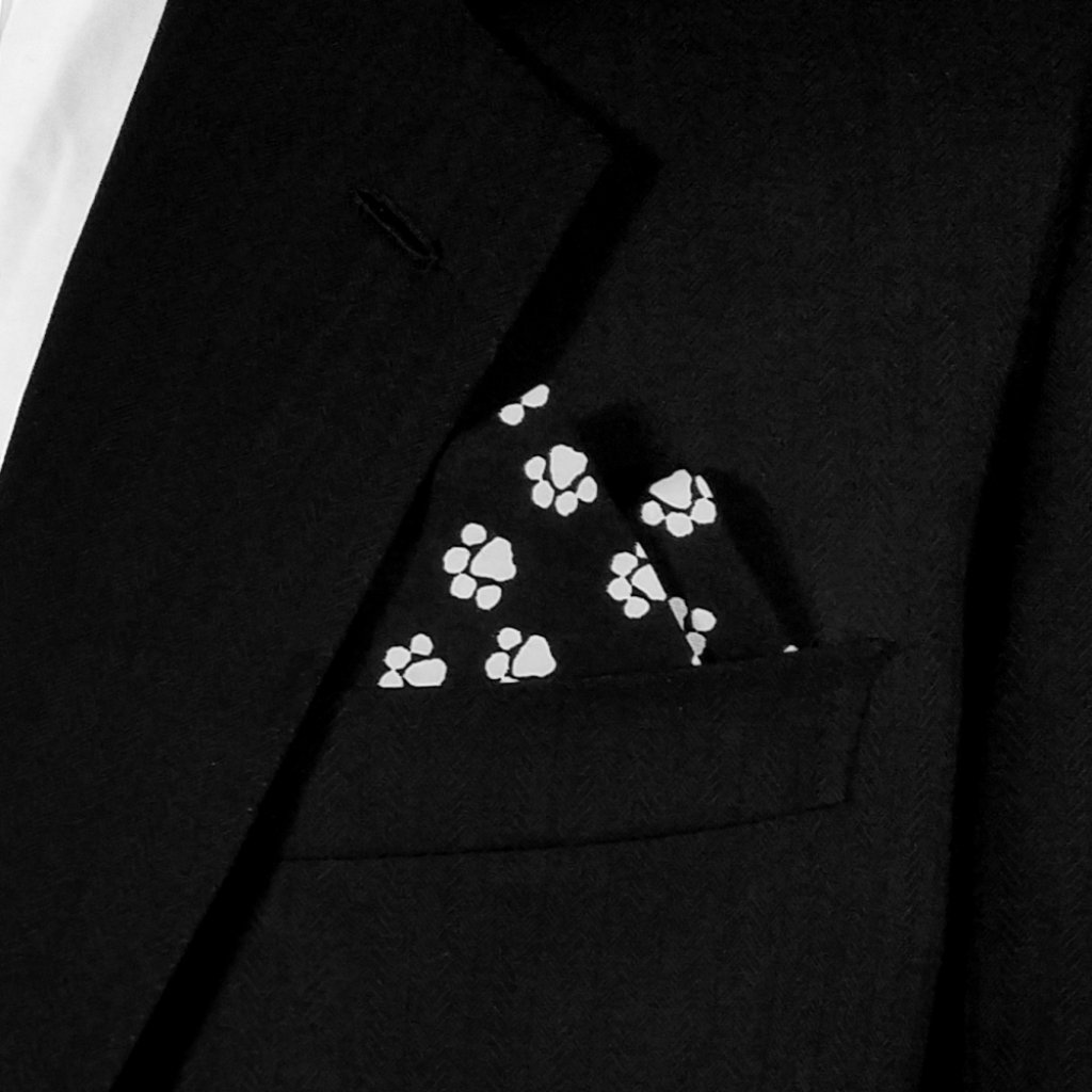 New  Paw Prints Cotton PreFolded Pocket Square Handkerchief Insert